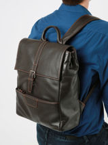 Sac  Dos Business Foulonn 2 Compartiments Cuir Etrier Marron foulonne EFOU8092-vue-porte