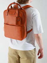 Sac  Dos Business Flandres 2 Compartiments Cuir Etrier Orange flandres EFLA8272-vue-porte